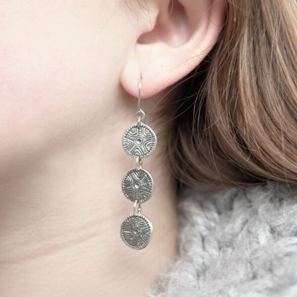 Pendientes de plata tres monedas